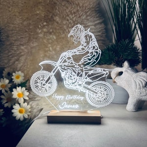 Personalisierte MOTORBIKE DIRT BIKE 3D Nachtlicht ,Geschenk für Kinder, Tischlampe,Schreibtischlampe,Geschenk für männer, Jungen /Motorrad