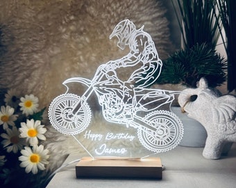 Personalisierte MOTORBIKE DIRT BIKE 3D Nachtlicht ,Geschenk für Kinder, Tischlampe,Schreibtischlampe,Geschenk für männer, Jungen /Motorrad