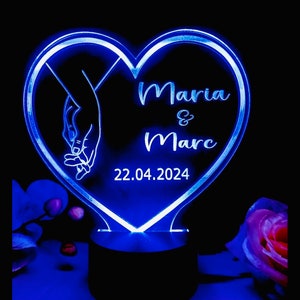 Personalisiertes Acrylampe Herz , Nachttischlampe ,Romantische Partnergeschenk. Liebeslampen , Hochzeitsgeschenk, Valentingstag Bild 2