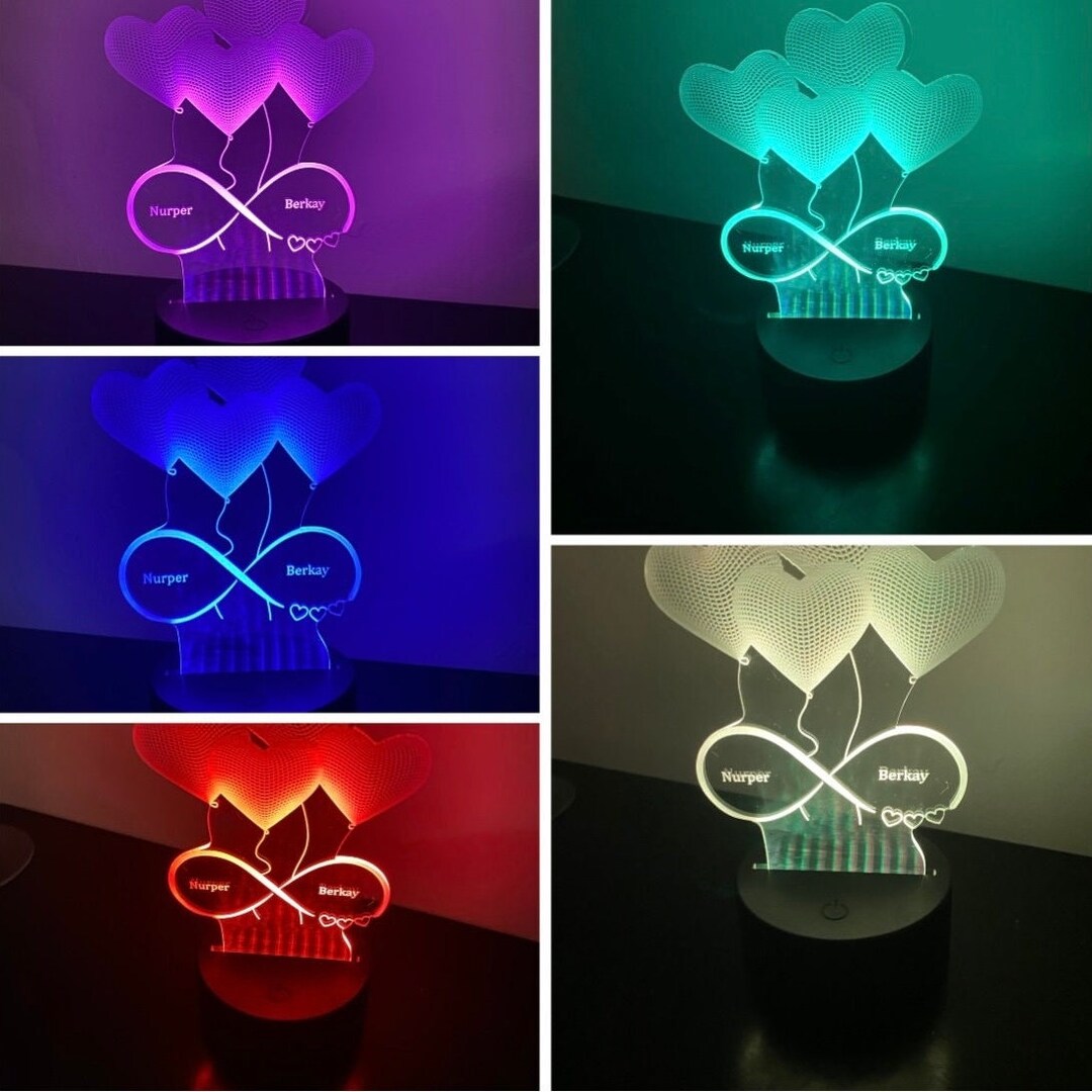 Personalized LED Lamp With Infinity Engraving Etsy