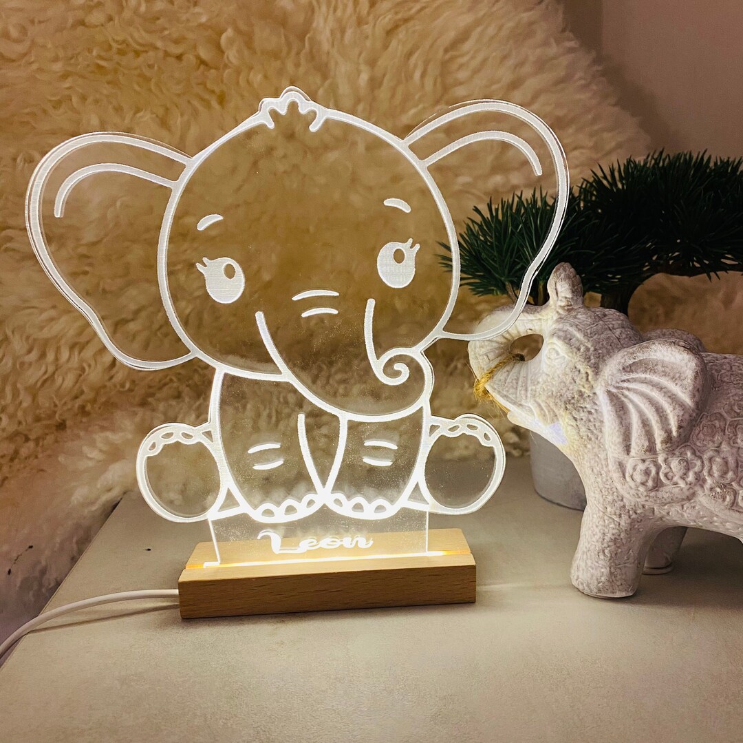 Personalized Sweet Baby Elephant night Light Lamp Made Etsy