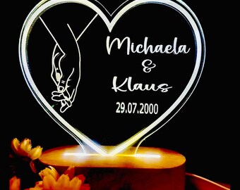 Personalisiertes Acrylampe Herz , Nachttischlampe ,Romantische Partnergeschenk. Liebeslampen , Hochzeitsgeschenk, Valentingstag