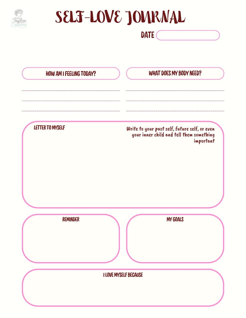 Self Love Journal – Daily Mental Health Reflection Pages, Wellness ...