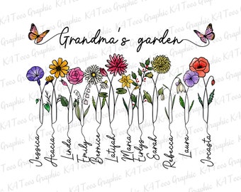 Personalized Grandma's Garden Png, Birth Month Flowers Clipart, Mother's Day Png, Personalized Gift For Grandmother Png, Custom Name Png