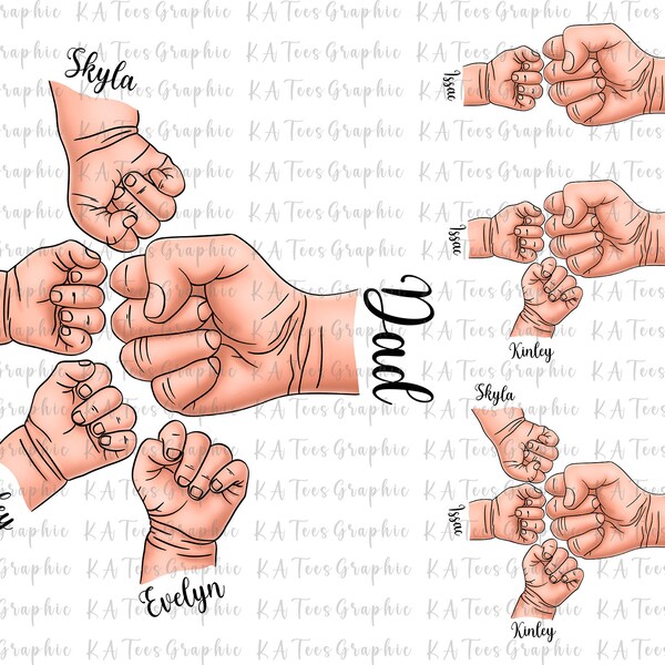 Father's Day Fist Bump Set PNG, Father's Day Png, Fist Bump Png, Personalized Dad Shirt, Fist Bump Family Hands Png, Digital Download