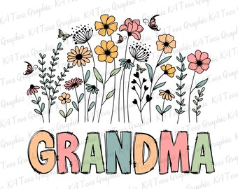 Floral Grandma SVG, Retro Grandma Svg, Grandma Flower Svg, Grandma Sublimation Svg, Grandma Shirt, Mother's Day , Mom Life Svg, Gift For Mom