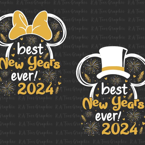 Best New Years Ever ! 2024 SVG, Mouse And Friends New Year Svg, New Year Party Svg, Retro New Year Svg, New Year Holiday, Magic Kingdom Svg