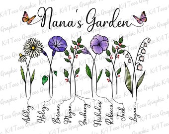 Personalized Nana's Garden PNG, Flowers Clipart, Nana's Garden PNG, Mother's Day Png, Personalized Gift, Mama Png, Mom Png Gift For Mom