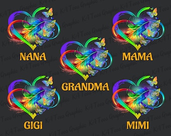 Personalized Grandma Mama Heart PNG, Infinity Hearts Custom Png, Custom Kids Names Png, Grandma Mom Nana Mama Cut File Design Png Files