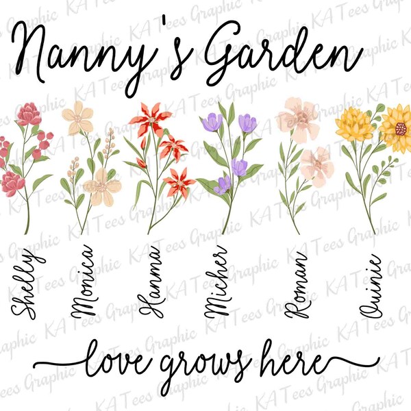 Personalized Nanny's Garden PNG, Love Grows Here Png, Nanny's Garden, Mother's Day, Personalized Gift, Nanny's Png, Gift For Nanny