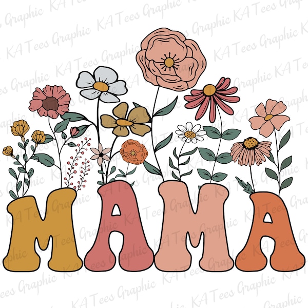 Floral Mama PNG, Mama Png rétro, Mama Flower Png, Maman sublimation Png, Conception de chemise maman, Fête des Mères Png, Mom Life Png, Cadeau pour maman