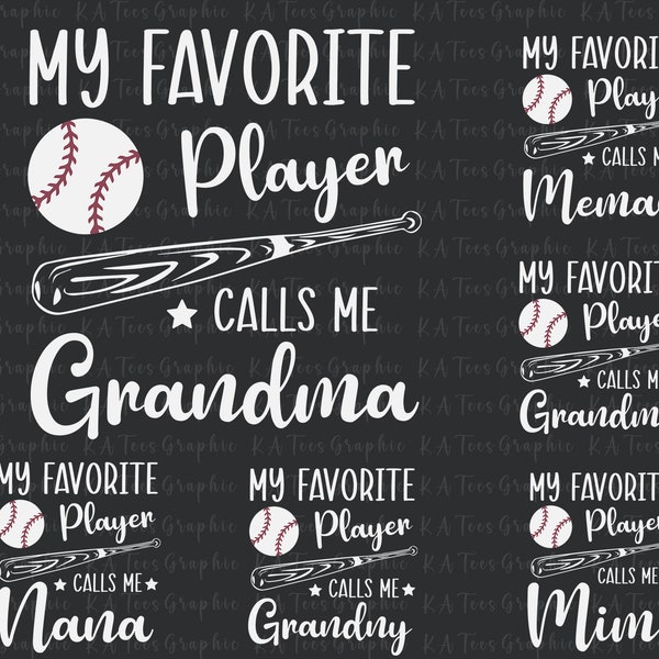 Bundle mon joueur préféré m'appelle grand-mère SVG, bonne fête des mères, fête des mères Svg, maman Svg, Svg vie de maman, conception de chemise de maman de baseball