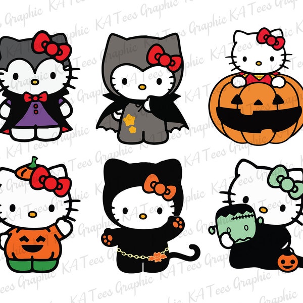 Bundle Halloween Kawaii Kitty SVG, Halloween Svg, Cute Cat Svg, Villains Kitty Svg, Collection Kawaii Kitty Svg, Halloween Costume Svg