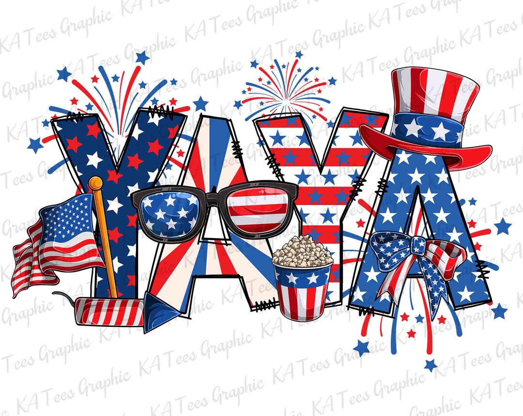 Personalized Yaya Png 4th of July Yaya With Children Names Etsy