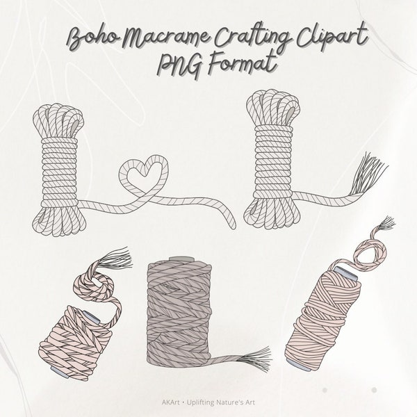 Macrame clipart, Boho clipart, Rainbow macrame clipart,  Modern clipart, Macrame digital clipart, Clipart for crafters, PNG clipart boho