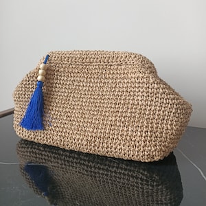 Handmade Pouch Clutch Bag, Clutch Bag, Raffia Cloud Bag, Wedding Purse, Party Clutch Bag, Beach Clutch, Bridal Clutch Bag, Handmade Gift