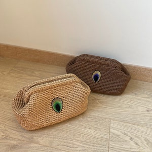 Pouch bag, straw bag, summer clutch pouch bag, straw pouch bag, raffia clutch bag, natural straw clutch, evening clutch, raffia clutch