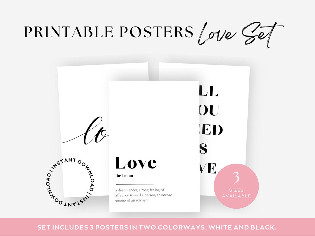 Printable LOVE Wall Art Set, Printable Poster Set, Instant Download - Etsy