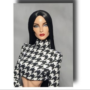 Set crop top an pant houndstooth for fashion royalty