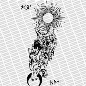 Puede incluir: Ilustración en blanco y negro de un lobo aullando al sol con el texto "SCRM" arriba y "NMT" abajo.