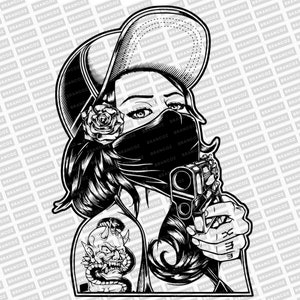 Gangster Woman Vector, Gangster Download PDF standard, PNG, SVG, digital download
