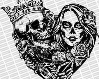Chicano Skull Vector, Skull Instant Download PDF standard, PNG, SVG, digital download