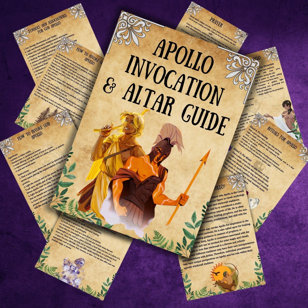 Printable Apollo Altar Guide Wicca Grimoire Pages Apollo Etsy