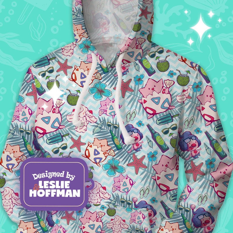 Togepi Summer Pattern Pokemon Hoodie All Over Printed Hoodie Etsy