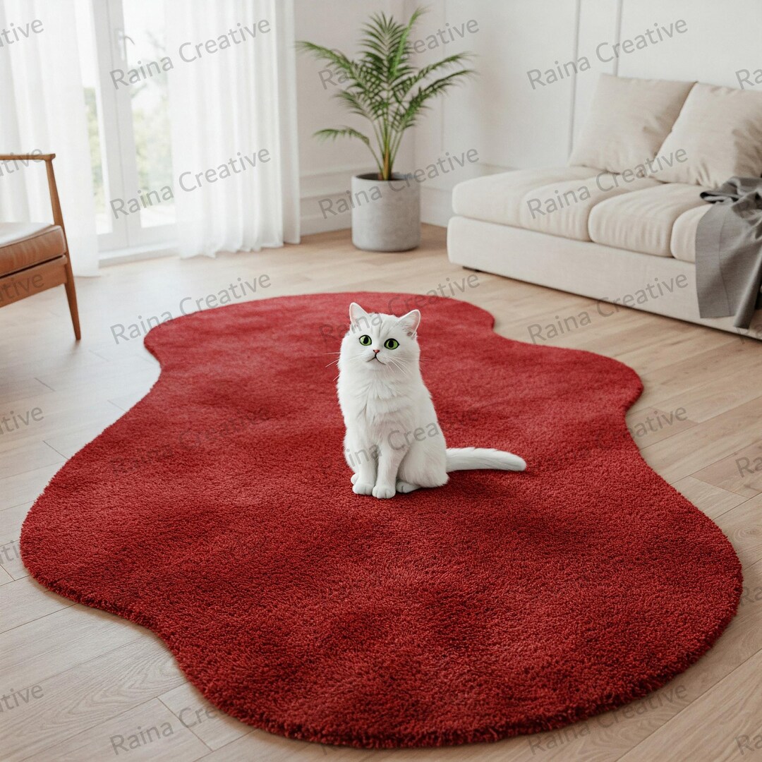Large Red Loop Wool Rug 4x7 Ft. Hand-tufted Red Wool Rug – Custom Size Available (8x10, 9x12 ...