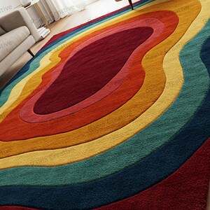 Geometric pattern hand tufted rug