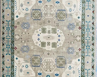 Hand Knotted Oushak Rug, Vintage Medallion Design, 8x10 Wool