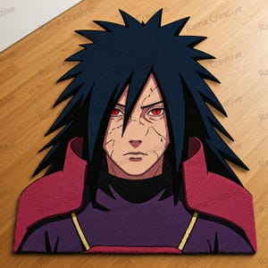 Madara Uchiha Rug - Bold Anime Carpet for Naruto Fans And Home Decor, Hand-Tufted Rug for Kids Room, Gaming & Living Spaces
