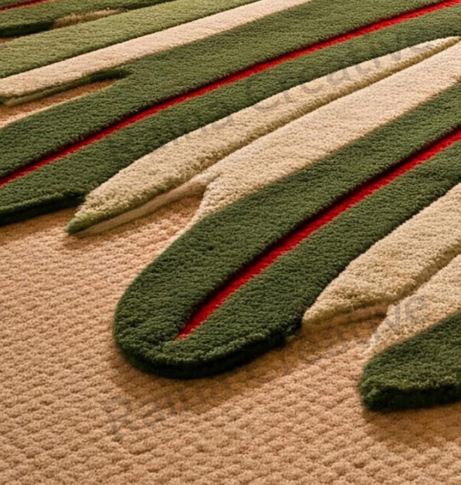 Luxury Tropical Leaf Shaped Rug - Monstera Design for Living Room ...