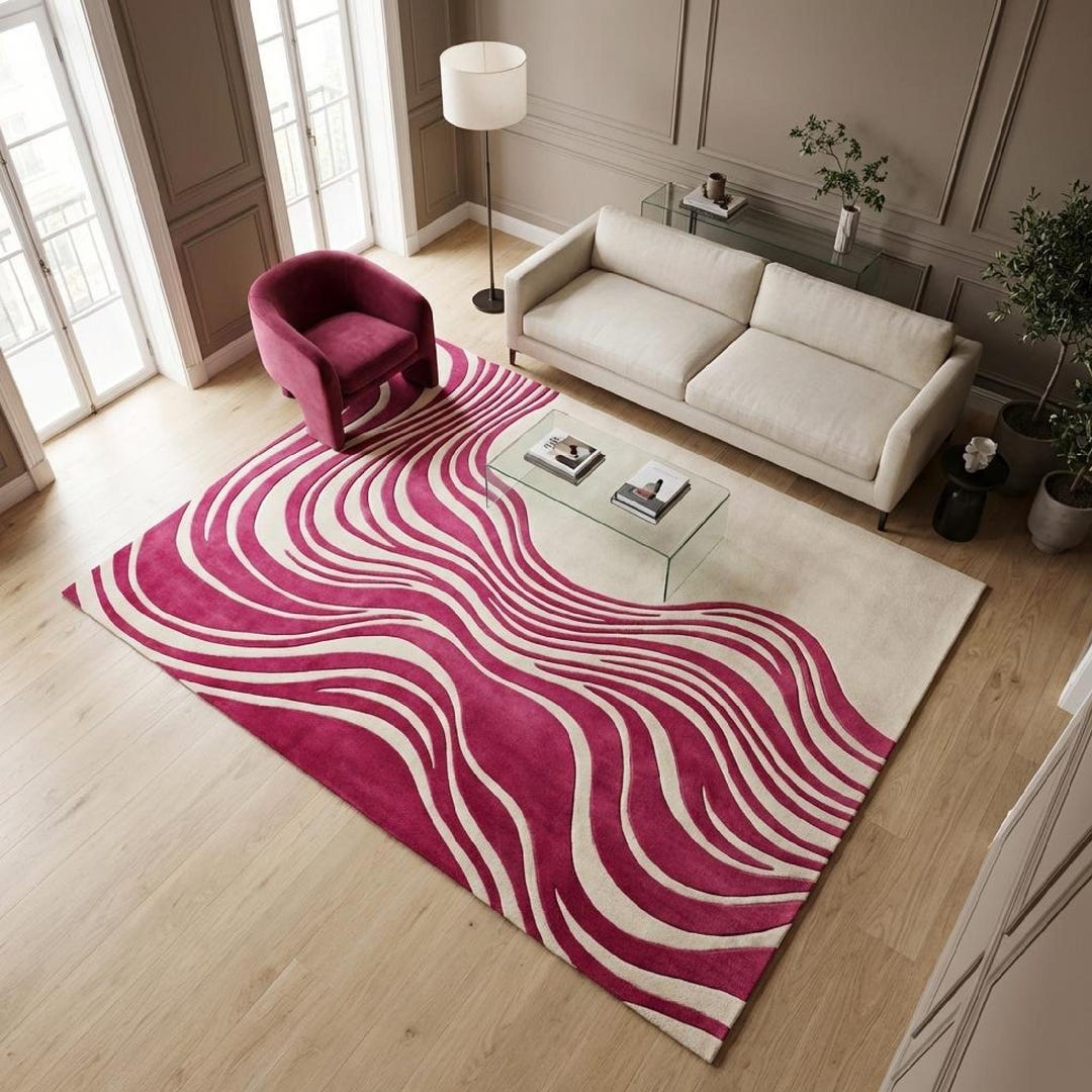 Pink Area Rug Modern Abstract Rug for Living Room, Large Statement ...