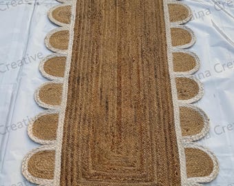 Natuurlijke jute vloerkleden rechthoekig, beige gevlochten loper, milieuvriendelijk