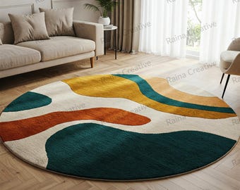 Hand Tufted Wool Rug 8ft: Modern Abstract Swirl Design