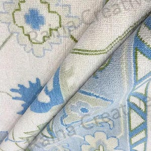 Hand-Knotted Wool Rug: Vintage Persian Style Ivory and Blue Carpet (8x10)
