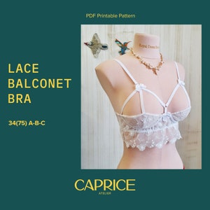34(75) A-B-C - Instant Download PDF lingerie sewing pattern Bra pattern Wedding Bustier pattern lace lingerie pattern soft cup bra balconet