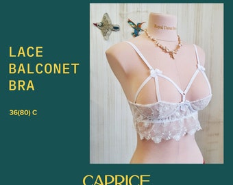 36(80) C size - Instant Download PDF lingerie sewing pattern Bra pattern Wedding Bustier pattern lace lingerie pattern soft cup bra balconet