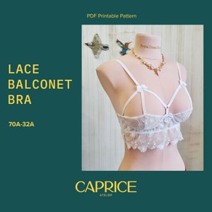 70A-32A - Instant Download PDF lingerie sewing pattern Bra pattern Wedding Bustier pattern lace lingerie pattern soft cup bra balconet