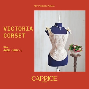 Size 44EU- 18UK- L - Victorian wasp waist corset Historical corset PDF Pattern download