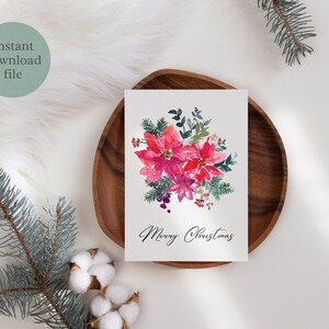 Cartão de Feliz Natal para impressão, cartão de Natal digital, cartão de felicitações de Natal, cartão de Natal para download instantâneo, 5 x 7 polegadas