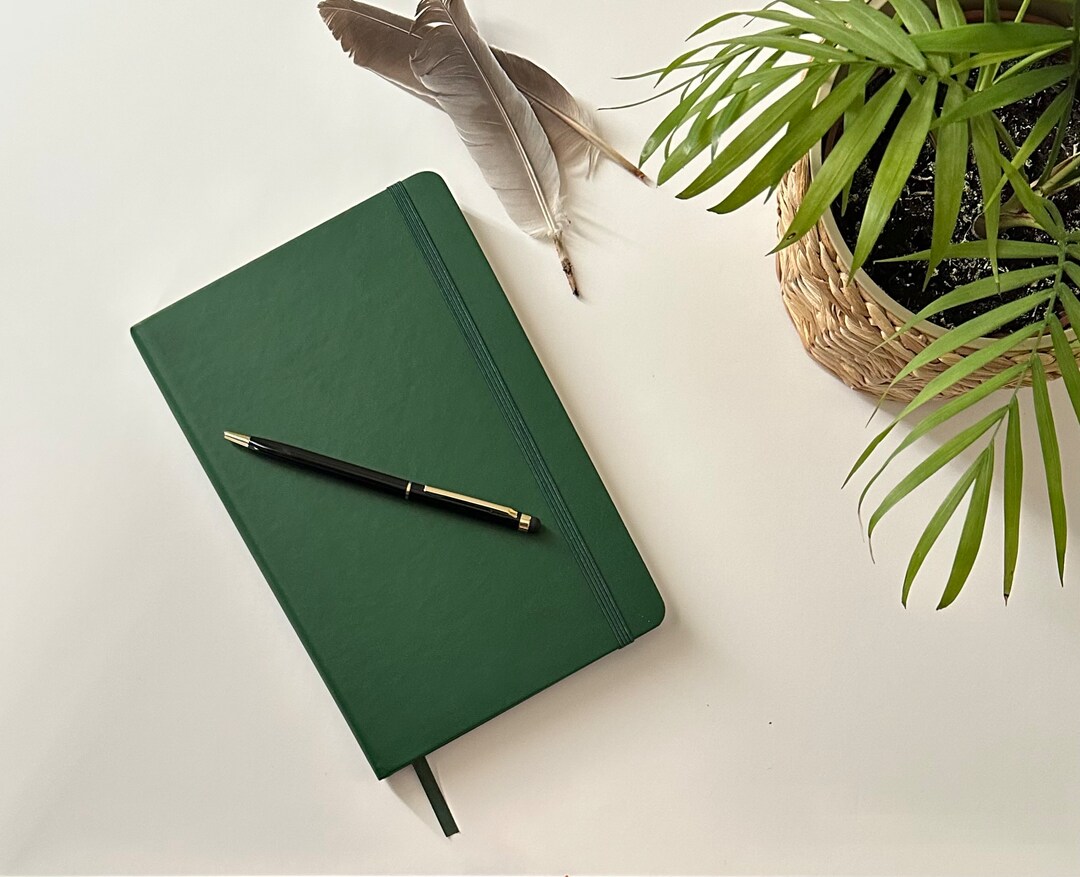 Green Vegan Leather A5 Notebook: Lined Journal With Gift Box - Etsy