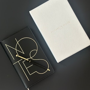 Personalised LEATHER NOTEBOOK, A6 Planner, Black Leather Planner, A6 Notebook, Personalised Planner, A6 Planner & Gift Box, Pens and Planner