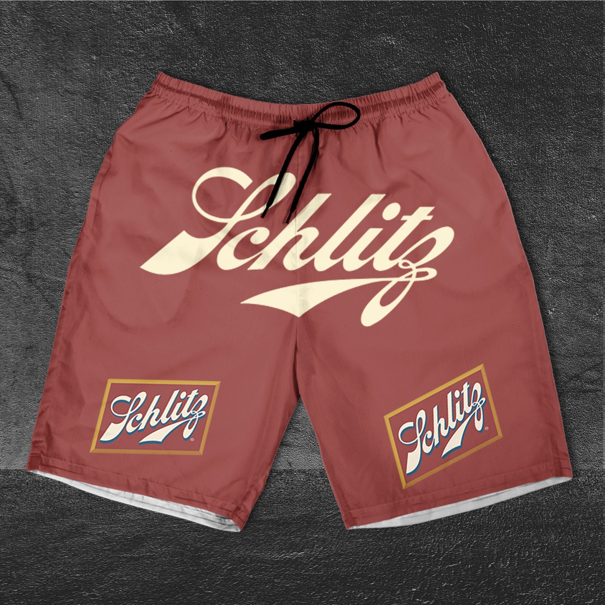 Discover Schlitz Red Horizontal Text Shorts, Beer basic men Hawaiian shorts, Schlitz Red Hawaii Beach Short