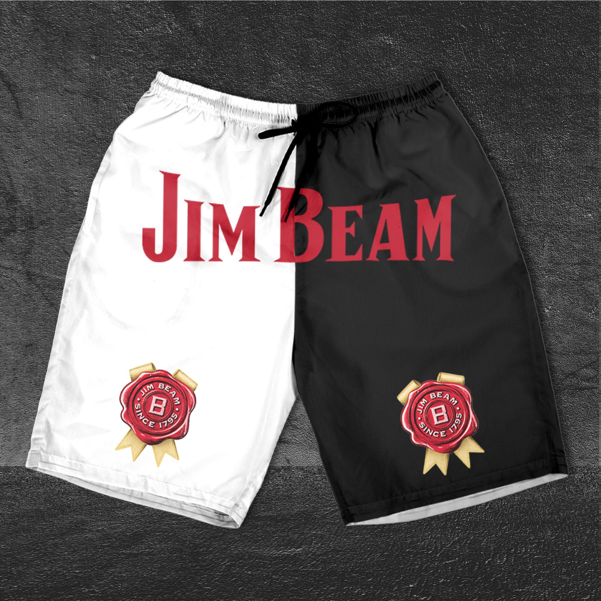Discover Jim Beam Horizontal Text Shorts, Beer basic men Hawaiian shorts, Jim Beam Hawaii Beach Short