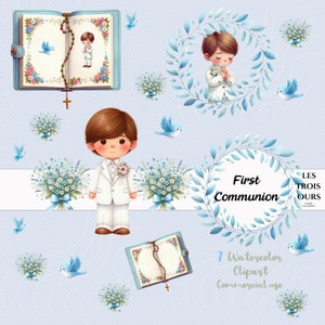 Erste Kommunion Clipart Aquarell Clipart 1st Kommunion Charaktere Religiöse Clipart Hochzeit Clipart Einladung kommerzielle Nutzung