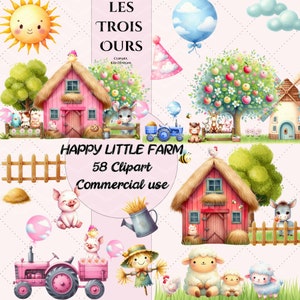 Animales de granja Acuarela Clipart PNG Descarga digital, Tema de granja Cumpleaños Animales lindos 58 animales de granja png para fiesta de cumpleaños Niños y niñas
