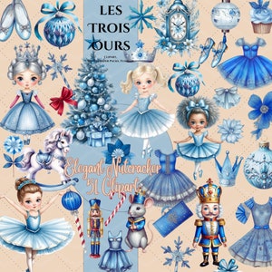 Quebra-nozes azul Bailarina Clipart, Quebra-nozes Natal, Bailarina clipart-51 fofos Acessórios prata e azul ballet Png para meninas