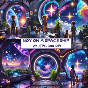 Cute Astronaut Clipart, Outer Space JEPGs ,Astronaut and his cat Sublimation, Kid's Clipart Bundle, Storybooks, scrapbooking, and journaling